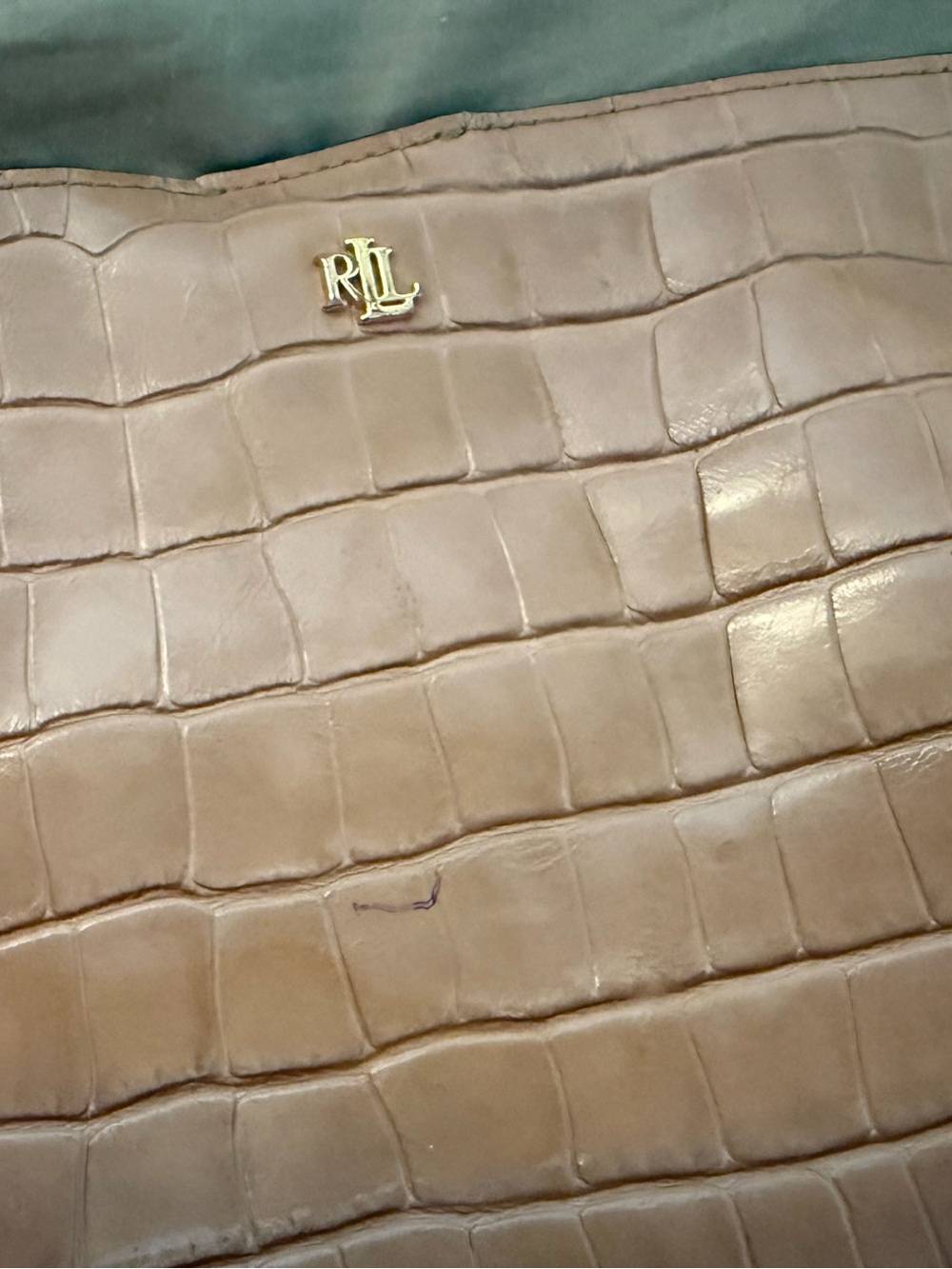 Lauren Ralph Lauren Croc-Embossed Bucket Bag – Tan/Camel - Picture 13 of 16